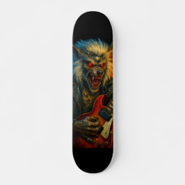 Heavy-Metal-Wolve spielt Gitarre Skateboard