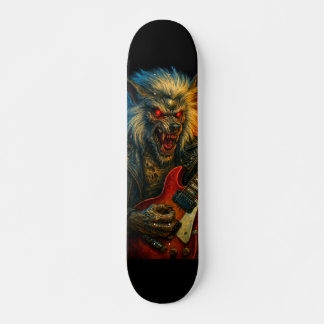 Heavy-Metal-Wolve spielt Gitarre Skateboard