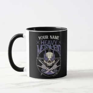 Heavy Metalhead Skull in Blue Flames Tasse