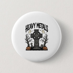 Heavy Metals Halloween-Friedhofs-Vektordesign_1 Button