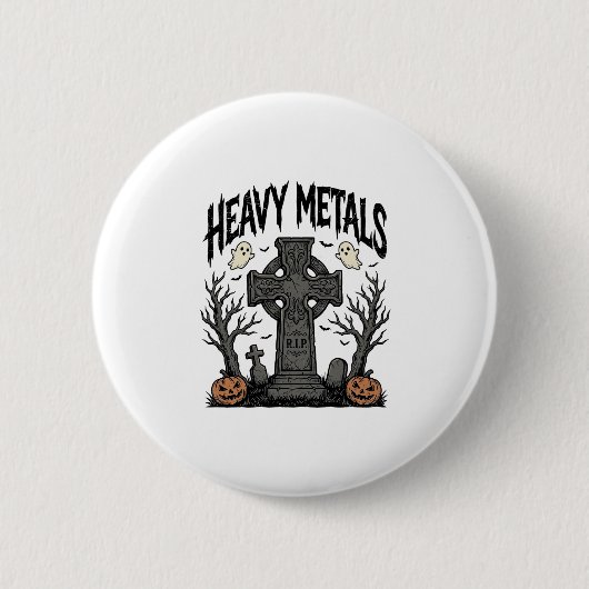 Heavy Metals Halloween-Friedhofs-Vektordesign_1 Button (Vorderseite)
