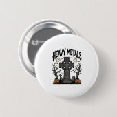 Heavy Metals Halloween-Friedhofs-Vektordesign_1 Button (Vorne & Hinten)