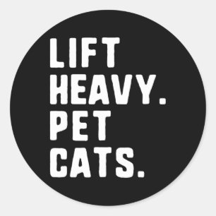 Heavy Pet Katzen Funny Gym Workout Gewicht Lifti Runder Aufkleber