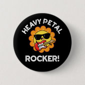 Heavy Petal Rocker Funny Blume Puck Dark BG Button (Vorderseite)