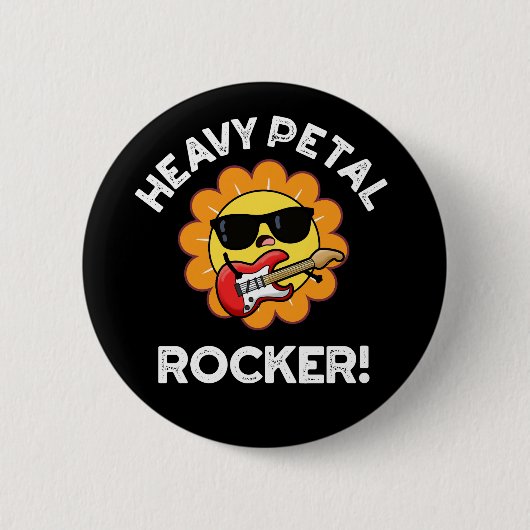 Heavy Petal Rocker Funny Blume Puck Dark BG Button (Vorderseite)