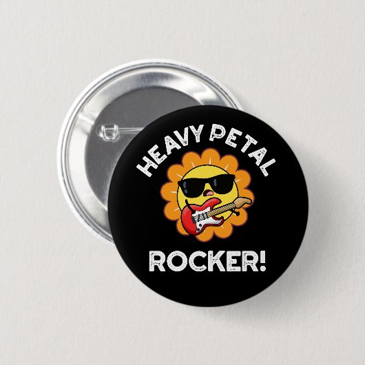 Heavy Petal Rocker Funny Blume Puck Dark BG Button (Vorne & Hinten)