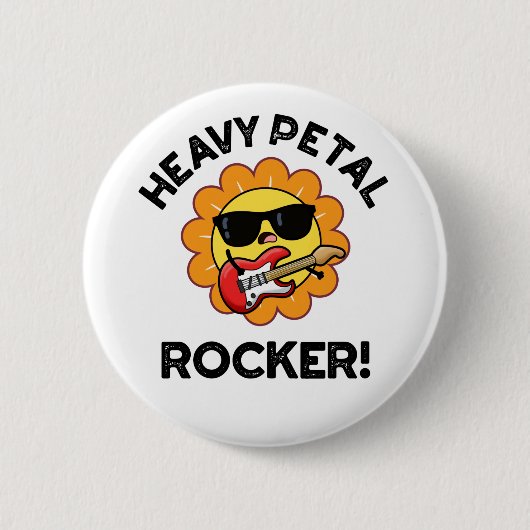 Heavy Petal Rocker Funny Blume Puff Button (Vorderseite)
