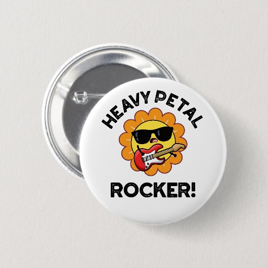 Heavy Petal Rocker Funny Blume Puff Button (Vorne & Hinten)