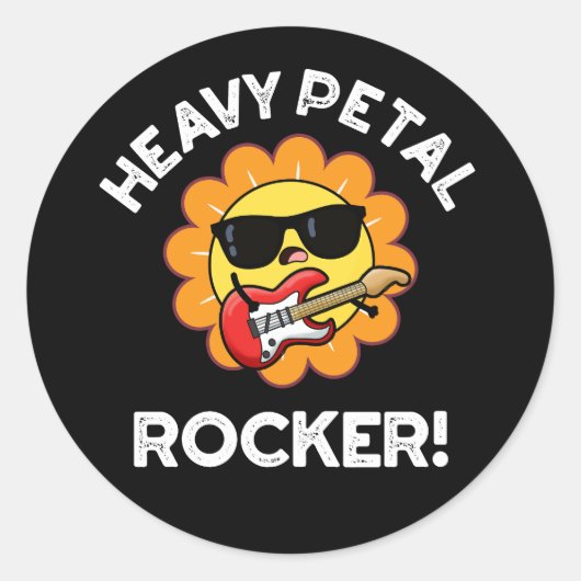 Heavy Petal Rocker Funny Music Blume Puff Dark BG Runder Aufkleber (Vorderseite)