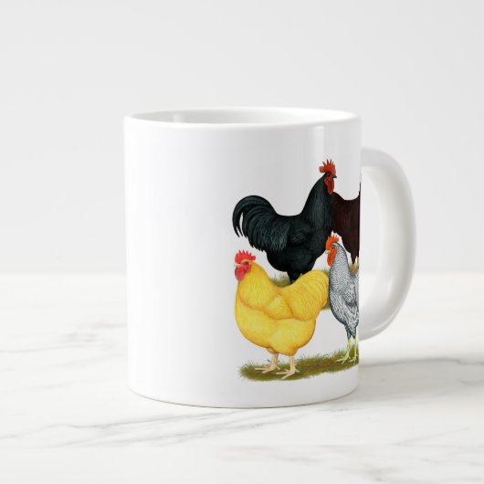Heavy Rooster Chicken Quartett Jumbo-Tasse (Vorderseite Rechts)