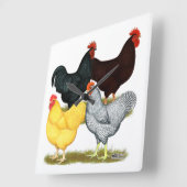 Heavy Rooster Chicken Quartett Quadratische Wanduhr (Winkel)