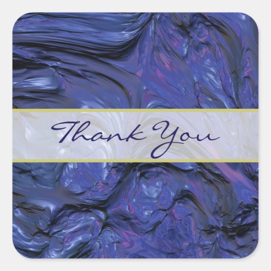 Heavy Texture Lila Blue Paint Vielen Dank Quadratischer Aufkleber (Vorderseite)