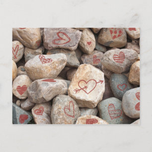 Heavy Valentine Hearts, handgezeichnete Kunstdruck Postkarte