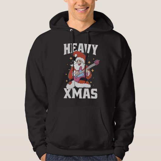 Heavy Xmas Metal Santa Gitarre spielen Hoodie (Vorderseite)