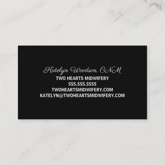 Hebamme Birth Coach Doula Beautiful Schwarz-weiß Visitenkarte (Rückseite)