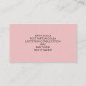Hebamme Doula Birth Coach Lactation Berater Visitenkarte (Rückseite)