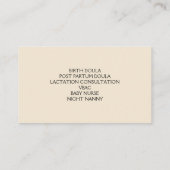 Hebamme Doula Birth Coach Lactation Berater Visitenkarte (Rückseite)