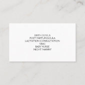 Hebamme Doula Birth Coach Lactation Berater Visitenkarte (Rückseite)