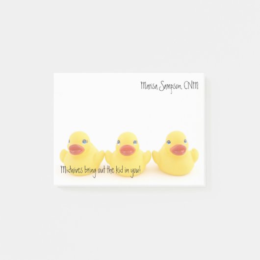 Hebamme-gelbe Enten mit Namen Post-it Klebezettel (Vorderseite)