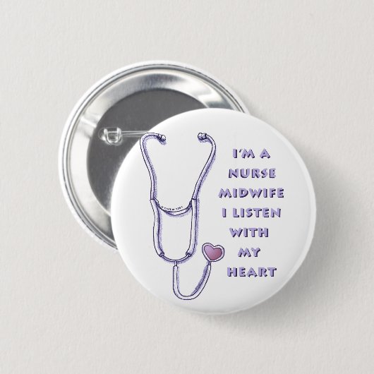 Hebamme Nurse Heart Button (Vorne & Hinten)