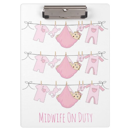 Hebamme on Duty Clipboard Klemmbrett (Vorderseite)