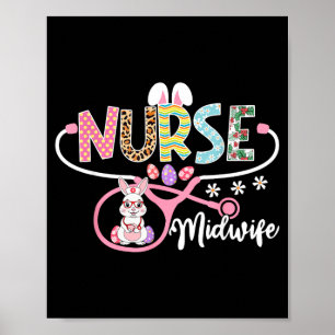 Hebamme Osterhase Ei Stethoskop Pflege Poster