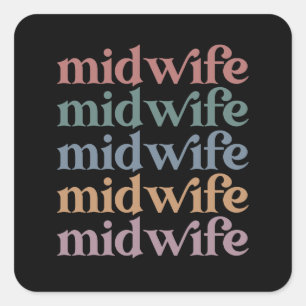Hebamme Retro Vintag Midwifery Gift Quadratischer Aufkleber