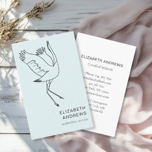 Hebamme, Storch, Blau Visitenkarte