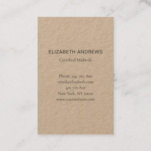 Hebamme, Storch schlicht-moderne Visitenkarte (Rückseite)