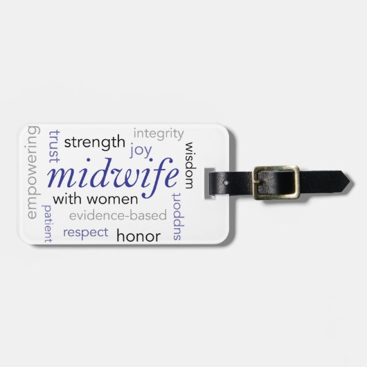 Hebammewortwolke Gepäckanhänger (Vorderseite horizontal)