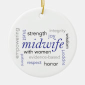 Hebammewortwolke Keramik Ornament (Vorne)