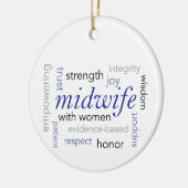 Hebammewortwolke Keramik Ornament (Links)