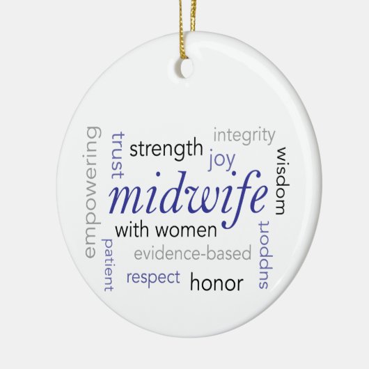 Hebammewortwolke Keramik Ornament (Links)