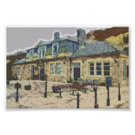 Hebden Bridge Railway Station Yorkshire Artwork Fotodruck