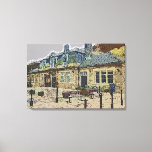 Hebden Bridge Railway Station Yorkshire Artwork Leinwanddruck (Vorderseite)