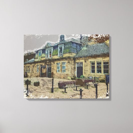 Hebden Bridge Railway Station Yorkshire Artwork Leinwanddruck (Vorderseite)