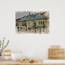 Hebden Bridge Railway Station Yorkshire Artwork Poster