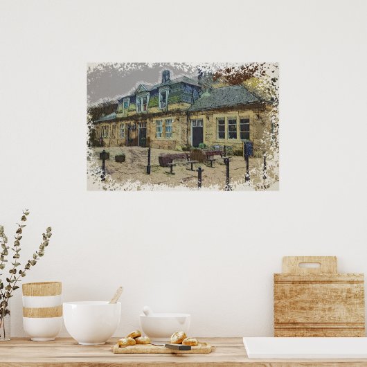 Hebden Bridge Railway Station Yorkshire Artwork Poster (Küche)