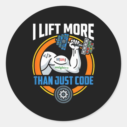 Hebe mehr als nur Code lustiger Programmierer Entw Runder Aufkleber (Vorderseite)