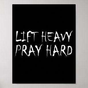 Hebe schwer, bete hart Fitness Bodybuilding Jesus  Poster