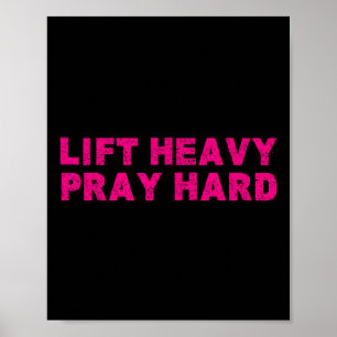 Hebe schwer, bete hart Fitness Bodybuilding Jesus  Poster