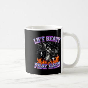 Hebe schwer, bete hart, Fitnessstudio, christliche Kaffeetasse
