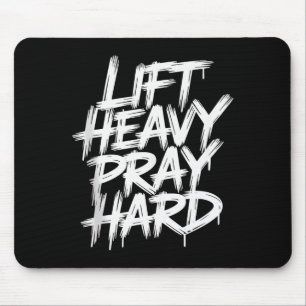 Hebe schwer, bete hart, Fitnessstudio, christliche Mousepad