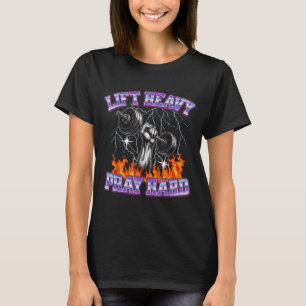 Hebe schwer, bete hart, Fitnessstudio, christliche T-Shirt