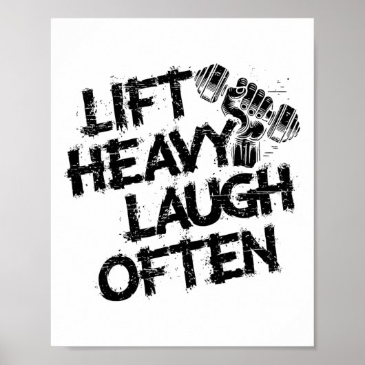 Hebe schwer, lache oft Gewichtheber Bodybuilding B Poster (Vorne)