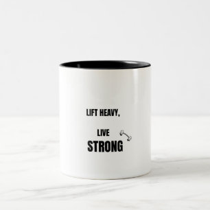Hebe Schwer Lebe Stark Kraftsport-Trainingsmotivat Zweifarbige Tasse