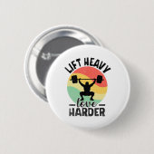 Hebe schwer, liebe härter Gewicht Gewichtheber Bod Button (Vorne & Hinten)