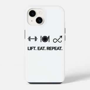 Heben. Essen. Wiederholen. - Motivations Fitness D iPhone 14 Hülle