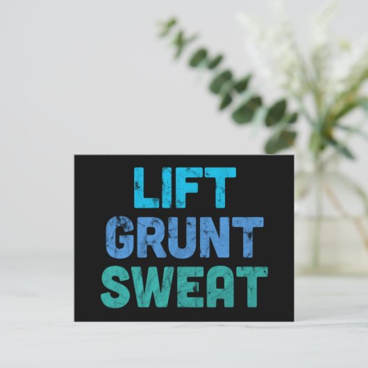 Heben Grunt Sweat Bodybuilder Gym-Übung Postkarte (Stehend Vorderseite)