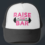 Heben Sie das Bar lustige Fitness-Fitness-Sprichwo Truckerkappe<br><div class="desc">Heben Sie das Bar lustige Fitness-Fitness-Sprichwort in Rosa.</div>